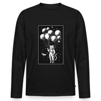 Chaton Astronaute de l’espace Planète Astronaute Astronaute - T-shirt manches longues Premium bio Homme - noir - Devant - Nico (187cm)