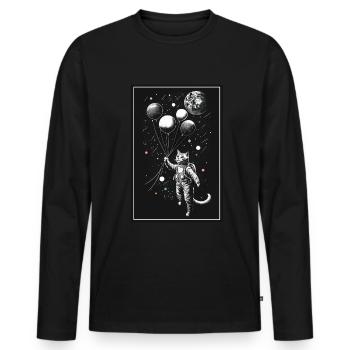 Chaton Astronaute de l’espace Planète Astronaute Astronaute - T-shirt manches longues Premium bio Homme - noir - Devant - Nico (187cm)