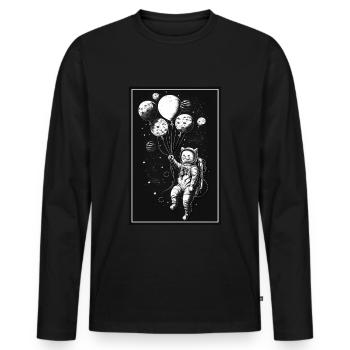 Chaton Astronaute de l’espace Planète Astronaute Astronaute - T-shirt manches longues Premium bio Homme - noir - Devant - Nico (187cm)