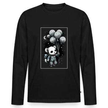 Mouse Hamster Space Astronaut Planet Spaceman - Men's Premium Organic Long Sleeve Shirt - black - Front - Nico (187cm)