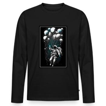 Astronaute Ballon Planète Spaceman Espace Espace - T-shirt manches longues Premium bio Homme - noir - Devant - Nico (187cm)
