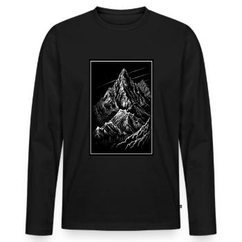 Hiking Mountaineering Mountains Outdoor Line Art - Men's Premium Organic Long Sleeve Shirt - black - Front - Nico (187cm)