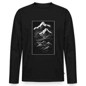 Hiking Mountaineering Mountains Outdoor Line Art - Men's Premium Organic Long Sleeve Shirt - black - Front - Nico (187cm)