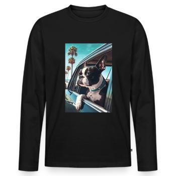 Boston Terrier Sunglasses Beach Palm Summer - Men's Premium Organic Long Sleeve Shirt - black - Front - Nico (187cm)