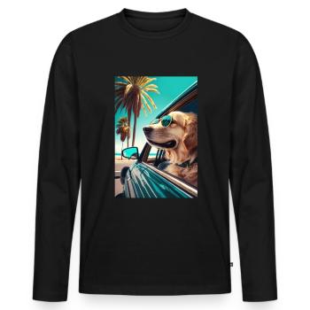 Golden Retriever Sunglasses Beach Palms - Men's Premium Organic Long Sleeve Shirt - black - Front - Nico (187cm)