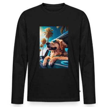 Golden Retriever Sunglasses Beach Palms - Men's Premium Organic Long Sleeve Shirt - black - Front - Nico (187cm)