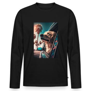 Golden Retriever Sunglasses Beach Palms - Men's Premium Organic Long Sleeve Shirt - black - Front - Nico (187cm)