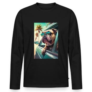 English Bulldog Sunglasses Beach Palms - Men's Premium Organic Long Sleeve Shirt - black - Front - Nico (187cm)