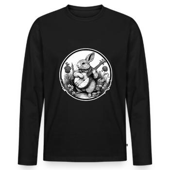 Rabbit Banjo Guitar Bunny Rabbit Easter Music - Men's Premium Organic Long Sleeve Shirt - black - Front - Nico (187cm)