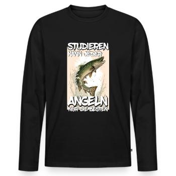 Angeln Hecht Raubfisch Fischen Anglerin Studium - Männer Premium Bio Langarmshirt - Schwarz - Vorne - Nico (187cm)