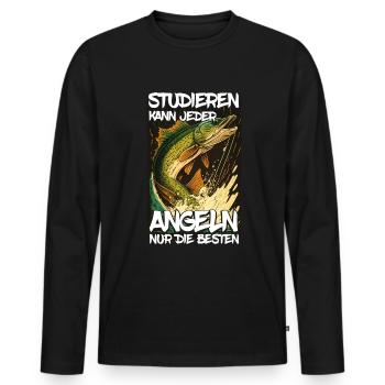 Angeln Hecht Raubfisch Fischen Anglerin Studium - Männer Premium Bio Langarmshirt - Schwarz - Vorne - Nico (187cm)