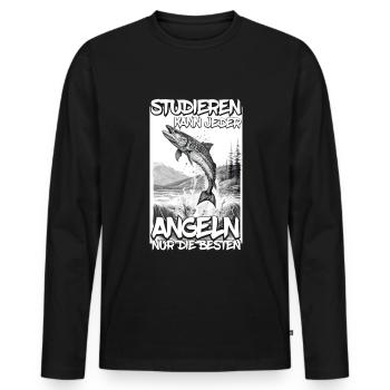 Angeln Hecht Raubfisch Fischen Anglerin Studium - Männer Premium Bio Langarmshirt - Schwarz - Vorne - Nico (187cm)