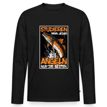 Angeln Hecht Raubfisch Fischen Anglerin Studium - Männer Premium Bio Langarmshirt - Schwarz - Vorne - Nico (187cm)