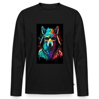 Lama Alpaca Sunglasses Hoodie Rainbow Colors - Men's Premium Organic Long Sleeve Shirt - black - Front - Nico (187cm)