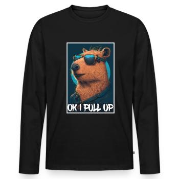 Capybara Capybara Cochon d’Inde Mèmes rongeurs - T-shirt manches longues Premium bio Homme - noir - Devant - Nico (187cm)
