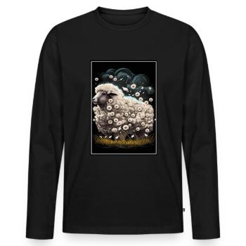 Sheep wool Sheep's wool Dandelion - Men's Premium Organic Long Sleeve Shirt - black - Front - Nico (187cm)