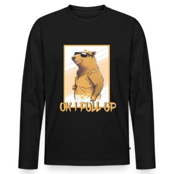 Capybara Capybara Cochon d’Inde Mèmes rongeurs - T-shirt manches longues Premium bio Homme - noir - Devant - Nico (187cm)