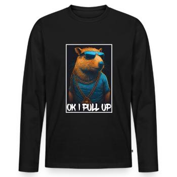 Capybara Capybara Cochon d’Inde Mèmes rongeurs - T-shirt manches longues Premium bio Homme - noir - Devant - Nico (187cm)
