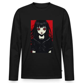 Horror Anime Manga Japan Japanese Creepy Kawaii - Men's Premium Organic Long Sleeve Shirt - black - Front - Nico (187cm)