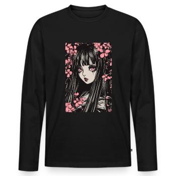 Horror Anime Manga Japan Japanese Creepy Kawaii - Men's Premium Organic Long Sleeve Shirt - black - Front - Nico (187cm)