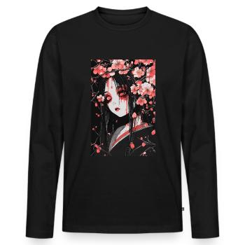 Horror Anime Manga Japan Japanese Creepy Kawaii - Men's Premium Organic Long Sleeve Shirt - black - Front - Nico (187cm)