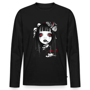 Horror Anime Manga Japan Japanese Creepy Kawaii - Men's Premium Organic Long Sleeve Shirt - black - Front - Nico (187cm)