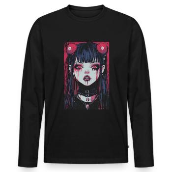 Horror Anime Manga Japan Japanese Creepy Kawaii - Men's Premium Organic Long Sleeve Shirt - black - Front - Nico (187cm)