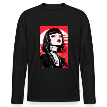 Horror Anime Manga Japan Japanese Creepy Kawaii - Men's Premium Organic Long Sleeve Shirt - black - Front - Nico (187cm)