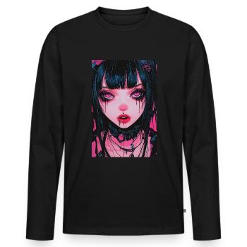 Horror Anime Manga Japan Japanese Creepy Kawaii - Men's Premium Organic Long Sleeve Shirt - black - Front - Nico (187cm)