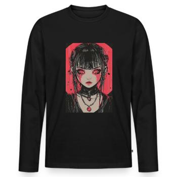 Horror Anime Manga Japan Japanese Creepy Kawaii - Men's Premium Organic Long Sleeve Shirt - black - Front - Nico (187cm)