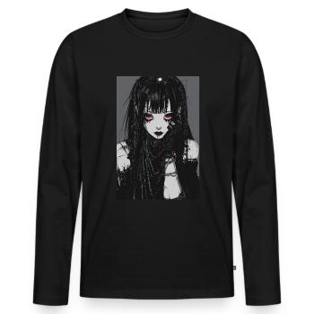 Horror Anime Manga Japan Japanese Creepy Kawaii - Men's Premium Organic Long Sleeve Shirt - black - Front - Nico (187cm)