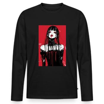 Horror Anime Manga Japan Japanese Creepy Kawaii - Men's Premium Organic Long Sleeve Shirt - black - Front - Nico (187cm)
