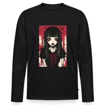 Horror Anime Manga Japan Japanese Creepy Kawaii - Men's Premium Organic Long Sleeve Shirt - black - Front - Nico (187cm)