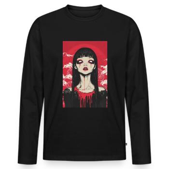 Horror Anime Manga Japan Japanese Creepy Kawaii - Men's Premium Organic Long Sleeve Shirt - black - Front - Nico (187cm)