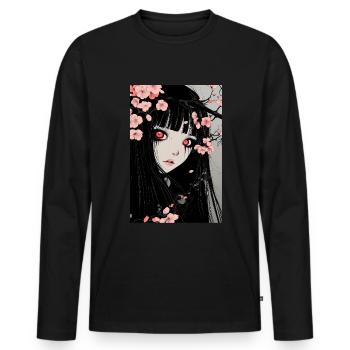 Horror Anime Manga Japan Japanese Creepy Kawaii - Men's Premium Organic Long Sleeve Shirt - black - Front - Nico (187cm)