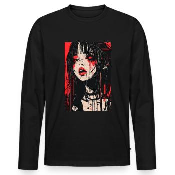 Horror Anime Manga Japan Japanese Creepy Kawaii - Men's Premium Organic Long Sleeve Shirt - black - Front - Nico (187cm)
