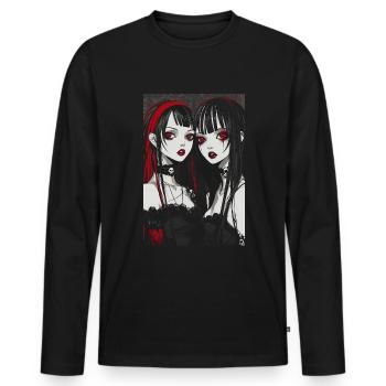 Horror Anime Manga Japan Japanese Creepy Kawaii - Men's Premium Organic Long Sleeve Shirt - black - Front - Nico (187cm)