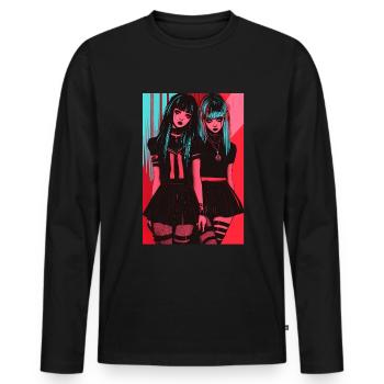 Horror Anime Manga Japan Japanese Creepy Kawaii - Men's Premium Organic Long Sleeve Shirt - black - Front - Nico (187cm)