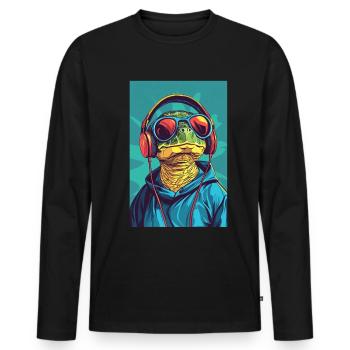 Turtle Headphones Headphones Music - Men's Premium Organic Long Sleeve Shirt - black - Front - Nico (187cm)