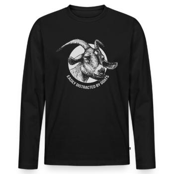 Ziege - Männer Premium Bio Langarmshirt - Schwarz - Vorne - Nico (187cm)