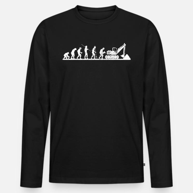 Lustiges Baggerfahrer Bagger Evolution baggern - Männer Premium Bio Langarmshirt - Schwarz