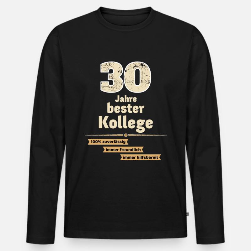 30 Jahre bester Kollege - Männer Premium Bio Langarmshirt - Schwarz