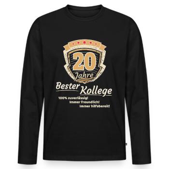 20 Jahre bester Kollege - Männer Premium Bio Langarmshirt - Schwarz - Vorne - Nico (187cm)