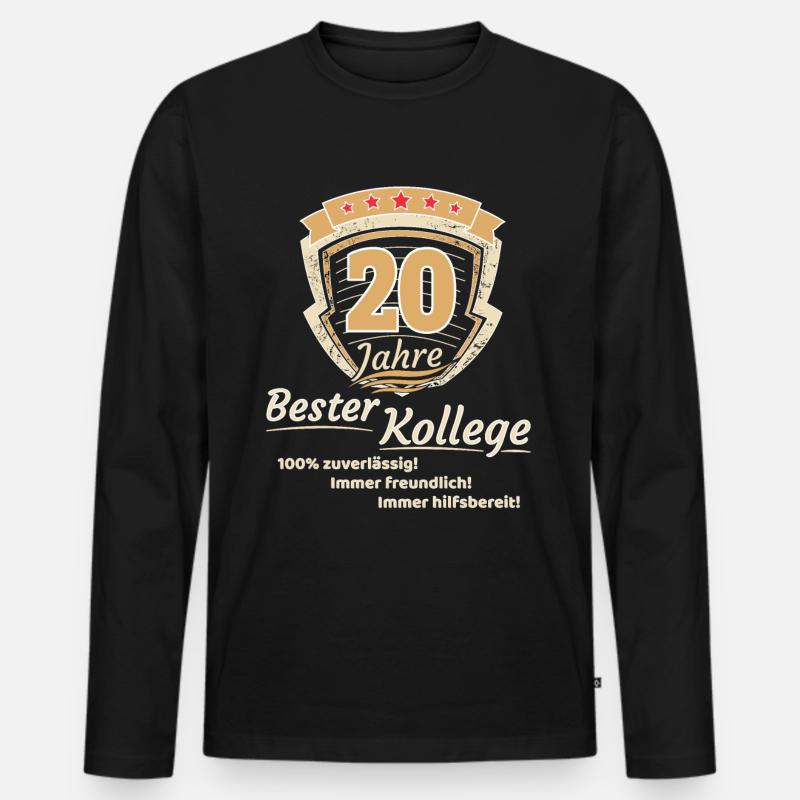 20 Jahre bester Kollege - Männer Premium Bio Langarmshirt - Schwarz