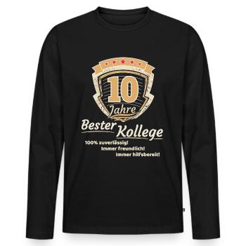 10 Jahre bester Kollege - Männer Premium Bio Langarmshirt - Schwarz - Vorne - Nico (187cm)