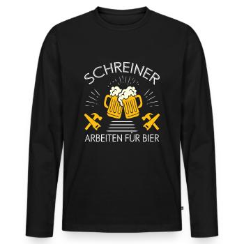 Schreiner Arbeiten Für Bier - Männer Premium Bio Langarmshirt - Schwarz - Vorne - Nico (187cm)
