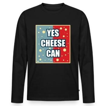 Yes Cheese Can - Men's Premium Organic Long Sleeve Shirt - black - Front - Nico (187cm)