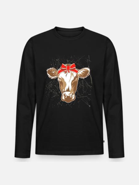 Kuh Halstuch - Männer Premium Bio Langarmshirt - Schwarz