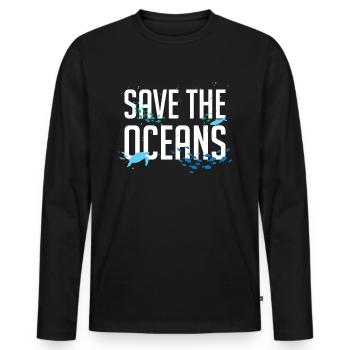 Protect The Ocean Save The Ocean Diving Gift - Men's Premium Organic Long Sleeve Shirt - black - Front - Nico (187cm)