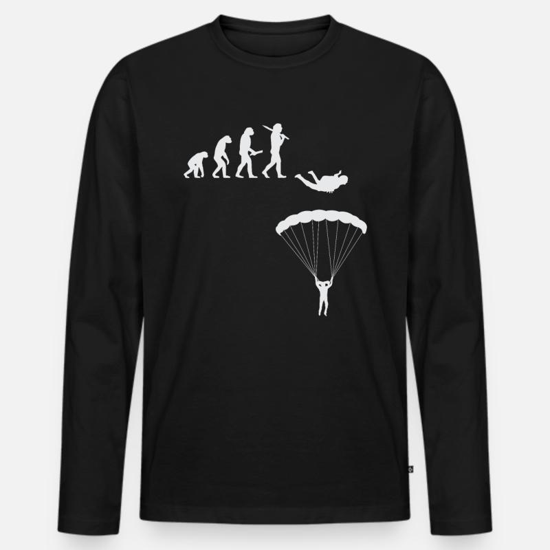 Parachutisme Evolution Parachute Cadeau - T-shirt manches longues Premium bio Homme - noir